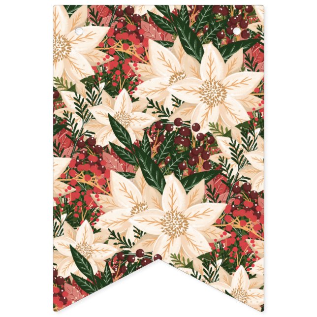 Classic Christmas Poinsettia Splendour Holiday Bunting Flags (First Flag)