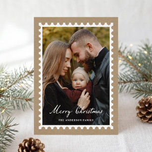 Classic Christmas Postage Stamp 5 Photo Holiday Card