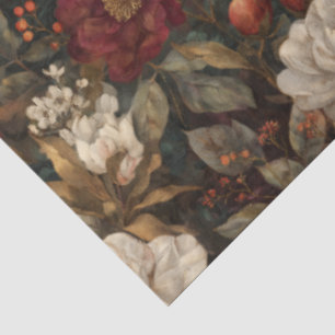 Classic Christmas Red and Cream Winter Floral Tissue Paper