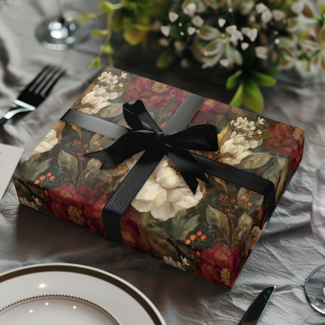 Classic Christmas Red and Cream Winter Floral Wrapping Paper (Creator Uploaded)