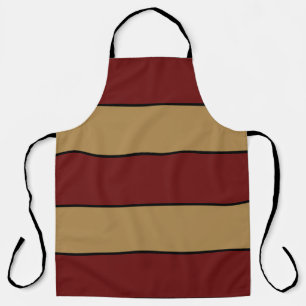 Classic Christmas Red And Gold Stripes Apron