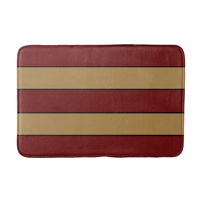 Classic Christmas Red And Gold Stripes Bath Mat (Front)
