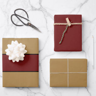 Classic Christmas Red And Gold Stripes Wrapping Paper Sheet