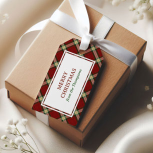Classic Christmas Red and Green Plaid Gift Tags