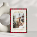 Classic Christmas Red Green Plaid Portrait Photo Holiday Card<br><div class="desc">Capture the warmth and tradition of the holidays with this classic red and green plaid Christmas photo card. The timeless tartan design, featuring intersecting lines of yellow and dark green, brings a cozy, festive touch to your holiday greetings. Perfect for showcasing your favourite family photos, this background adds a cheerful...</div>