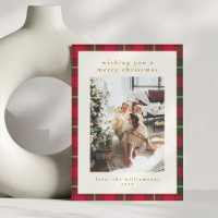Classic Christmas Red Green Plaid Portrait Photo