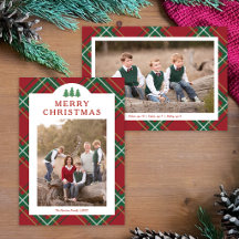 Classic Christmas Red Plaid Multi-Photo Card