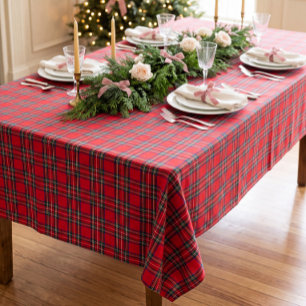 Classic Christmas Red Tartan Plaid Holiday Tablecl Tablecloth