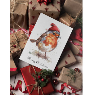 Classic Christmas Robin, custom  Holiday Card