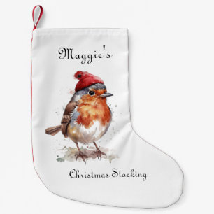 Classic Christmas Robin, custom  Small Christmas Stocking