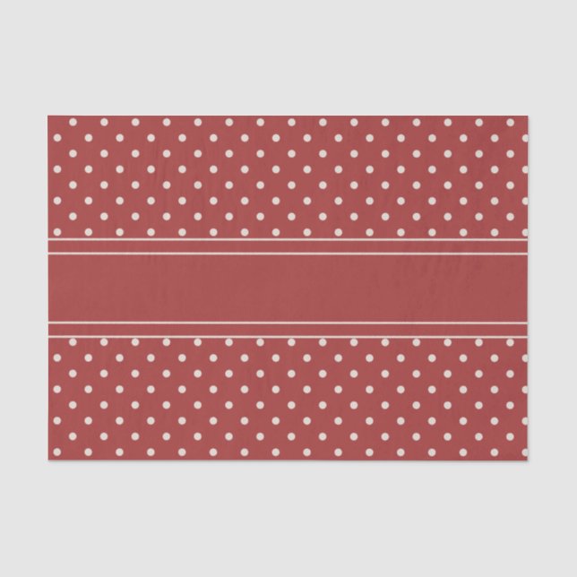 Classic Christmas Rustic Red Ivory Dot Stripe Tissue Paper (Front)