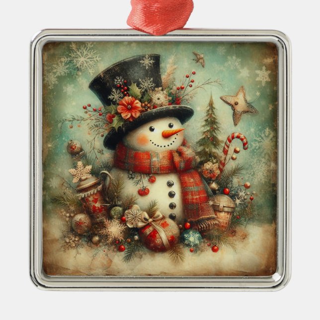 Classic Christmas Snowman Ornament (Front)