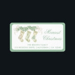 Classic Christmas Stocking Garland Vintage Address Label<br><div class="desc">Watercolor Christmas Stockings Green Vintage Holiday Return Address Label. This beautiful Christmas Photo Card features watercolor Christmas garland with white bows as a frame for one photo. Back of invitation is Christmas Stockings with Christmas garland and bows. It is perfect if you are looking for classic, southern, grandmillenial Christmas photo...</div>