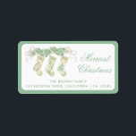 Classic Christmas Stocking Garland Vintage Address Label<br><div class="desc">Watercolor Christmas Stockings Green Vintage Holiday Return Address Label. This beautiful Christmas Photo Card features watercolor Christmas garland with white bows as a frame for one photo. Back of invitation is Christmas Stockings with Christmas garland and bows. It is perfect if you are looking for classic, southern, grandmillenial Christmas photo...</div>