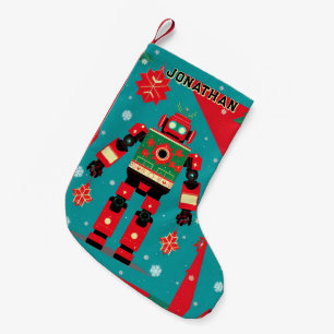Classic Christmas Sweater Pattern Robot Small Christmas Stocking