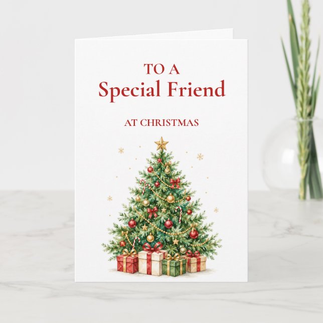 Classic Christmas Tree Card for a Friend (Front)
