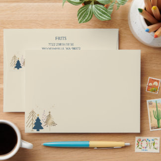 Classic Christmas Tree Dill Green Gold Christmas  Envelope