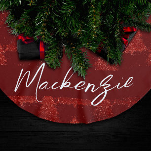 Classic Christmas Tree Festive Rich Crimson Red Brushed Polyester Tree Skirt