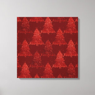 Classic Christmas Tree   Festive Rich Crimson Red Canvas Print