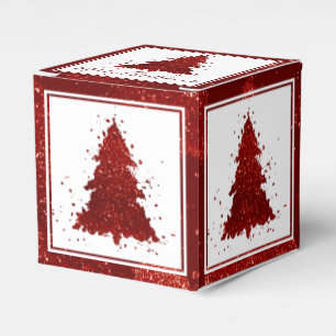 Classic Christmas Tree   Festive Rich Crimson Red Favor Box