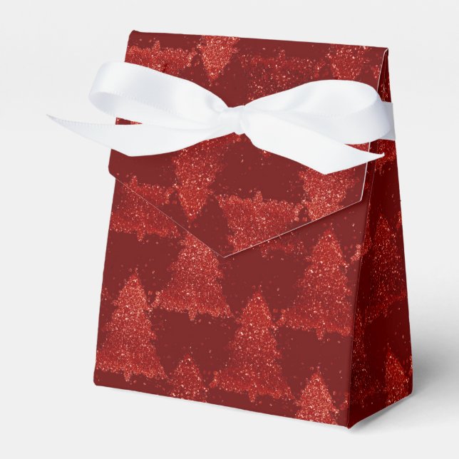 Classic Christmas Tree | Festive Rich Crimson Red Favor Box (Front Side)