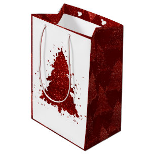 Classic Christmas Tree   Festive Rich Crimson Red Medium Gift Bag