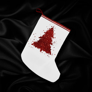 Classic Christmas Tree   Festive Rich Crimson Red Small Christmas Stocking