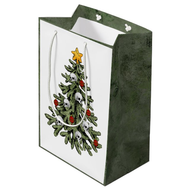 Classic Christmas Tree | Gorgeous Bold Kelly Green Medium Gift Bag (Back Angled)