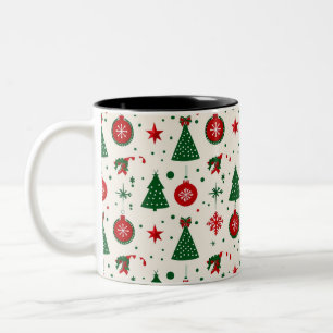 Classic Christmas Tree & Ornament Pattern Mug
