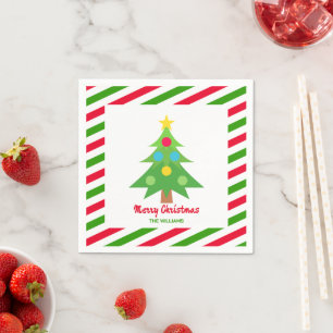Classic Christmas Tree Red And Green Party Paper Napkin