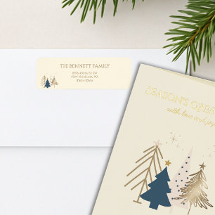 Classic Christmas Tree Seasons Greetings Gold Foil