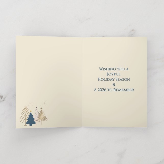 Classic Christmas Tree Seasons Greetings Gold Foil Greeting Card (Inside Laydown)