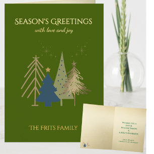 Classic Christmas Tree Seasons Greetings Gold Foil Greeting Card