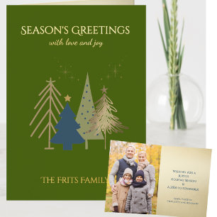 Classic Christmas Tree Seasons Greetings Gold Foil Greeting Card