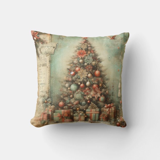 Classic Christmas Tree Throw Pillow (Front)