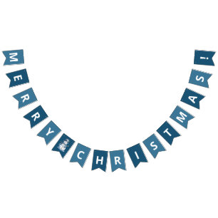 Classic Christmas Watercolor Blue Snowman Bunting Flags