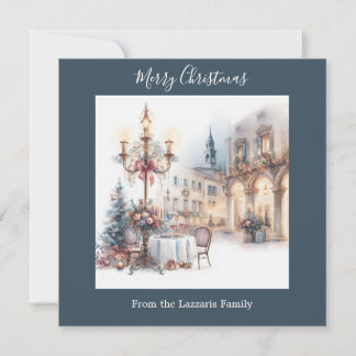Classic Christmas Watercolor Image Holiday Card