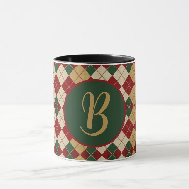 Classic, Christmas/winter argyle patterned Mug (Center)