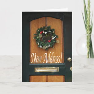 Classic Christmas wreath new address Holiday Card