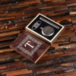 Classic Cigar Gift Set: Holder, Cutter & Flask<br><div class="desc">Classy personalized flask set that comes with a round stainless steel 5 oz flask, cigar holder and cutters. The box can be either engraved or you can choose the vintage map print option at checkout. These make the perfect groomsmen gifts or something special for that classic man in your life....</div>