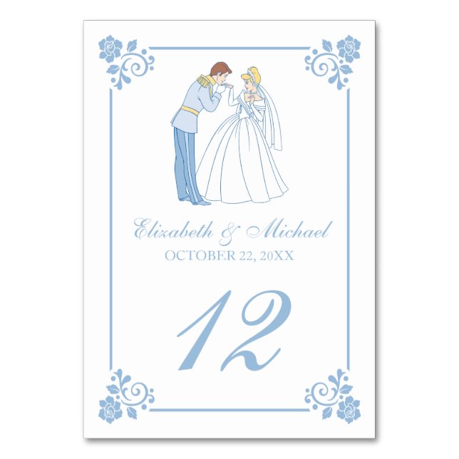 Classic Cinderella Wedding Table Number (Front)