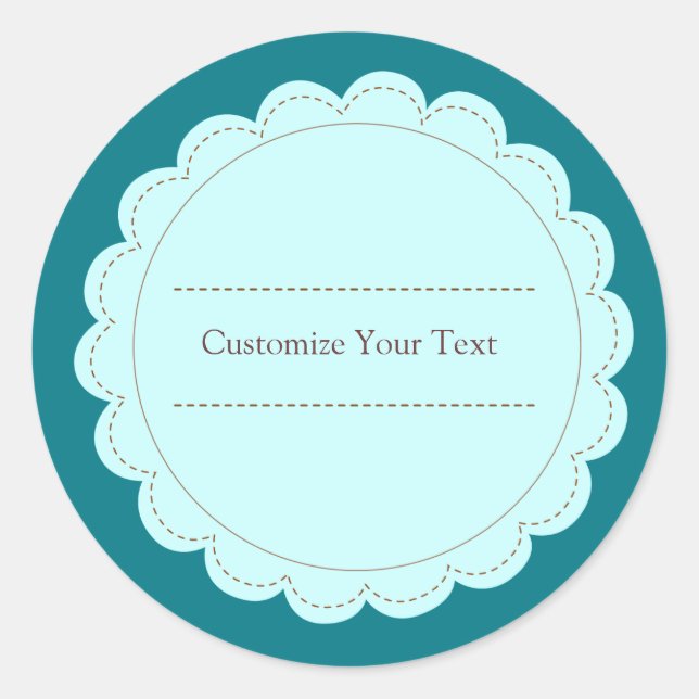 Classic Circle Scallop  Round Sticker (Front)