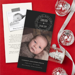 Classic Circle Seal Baby 1st Christmas Photo Card