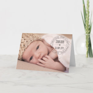 Classic Circle Stamped Seal Baby's First Christmas Holiday Card