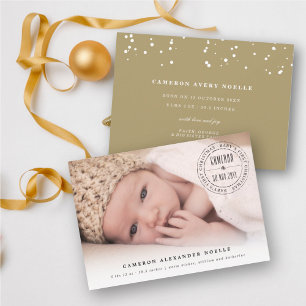 Classic Circle Stamped Seal Baby's First Christmas Holiday Card