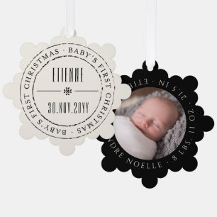 Classic Circle Stamped Seal Baby's First Christmas Ornament Card