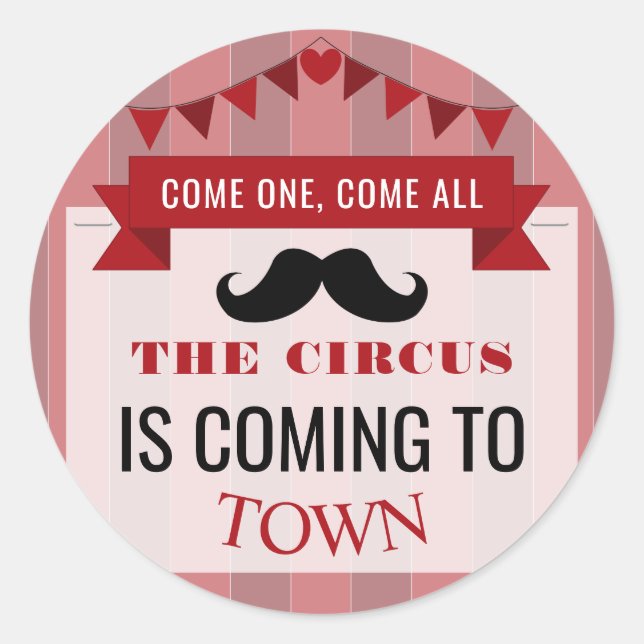 Classic Circus Poster Children's Birthday Party Classic Round Sticker (Front)