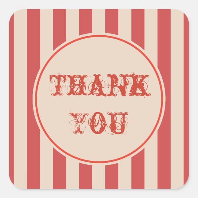 Classic Circus Stripes Thank You Stickers (Front)