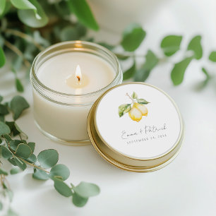 Classic Citrus Lemon Summer Wedding Round Sticker
