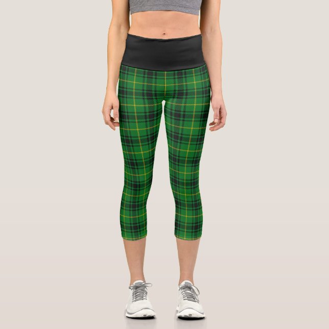 Classic Clan Arthur MacArthur Tartan Plaid Capri Leggings (Front)